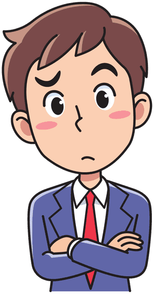 Pensive Cartoon Businessman PNG image with transparent background