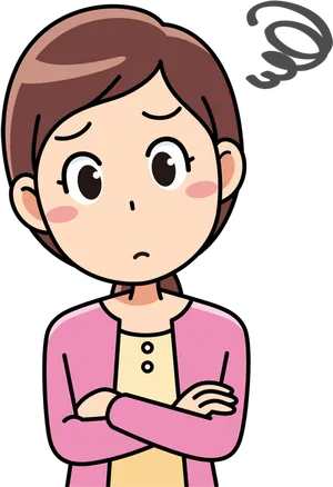 Pensive Cartoon Character.png PNG Image