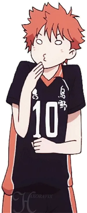 Pensive Hinata Shouyou Haikyuu PNG Image