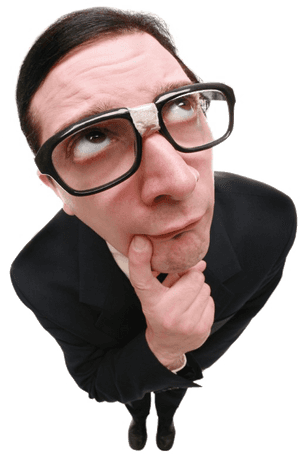 Pensive Manwith Oversized Glasses PNG image with transparent background