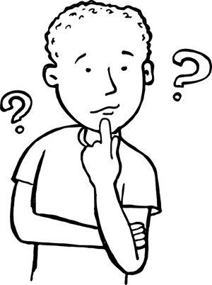 Pensive Manwith Question Marks PNG image with transparent background
