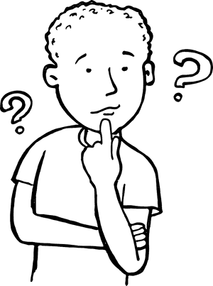 Pensive Manwith Question Marks PNG image with transparent background