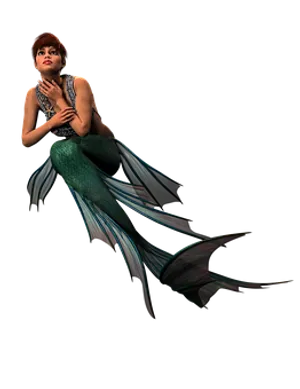 Pensive Mermaid Digital Art PNG Image