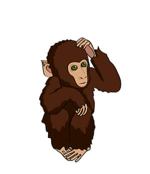 Pensive Monkey Cartoon PNG image with transparent background