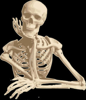 Pensive Skeleton Illustration PNG image with transparent background