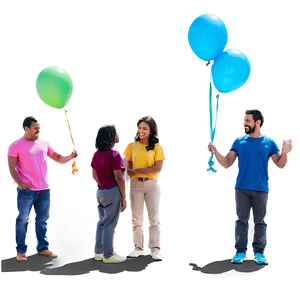 People Standing With Balloons Png Uxn PNG Image