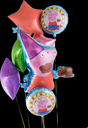 Peppa Pig Birthday Balloons PNG image with transparent background