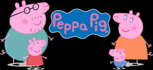 Peppa Pig Family Characters PNG image with transparent background
