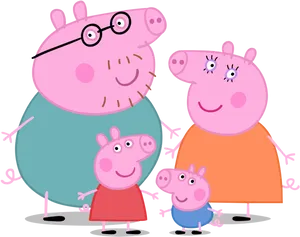 Peppa Pig Family Illustration PNG Image