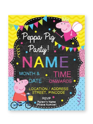 Peppa Pig Party Invitation Template PNG Image