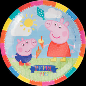 Peppa Pig Sunny Day Party Plate PNG image with transparent background