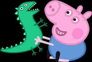 Peppa Pigand George Dinosaur Toy PNG image with transparent background