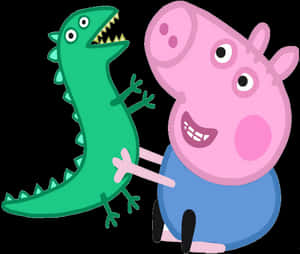Peppa_ Pig_and_ George's_ Dinosaur_ Toy PNG image with transparent background