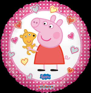 Peppa Pigand Teddy Balloon Design PNG image with transparent background
