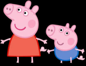 Peppaand George Pig Cartoon Characters PNG image with transparent background
