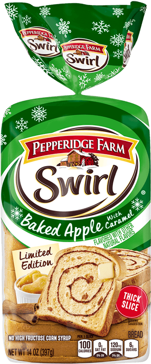 Pepperidge Farm Swirl Baked Apple Bread PNG image with transparent background