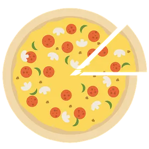 Pepperoni Mushroom Pizza Illustration PNG Image