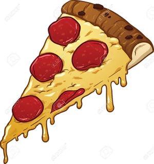 Pepperoni Pizza Slice Cartoon Illustration PNG Image