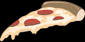 Pepperoni Pizza Slice Cartoon PNG with transparent background