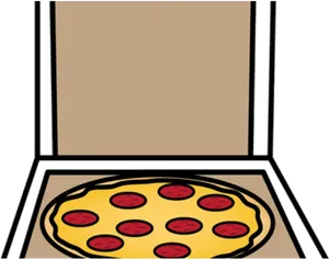 Pepperoni Pizzain Open Box Illustration PNG Image