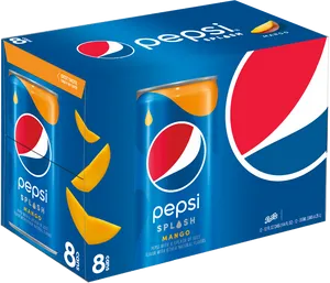 Pepsi Splash Mango Flavored Soda Pack PNG Image