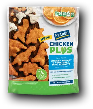 Perdue Chicken Plus Dino Nuggets Packaging PNG Image