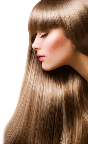 Perfect Straight Hairwith Bangs PNG Image