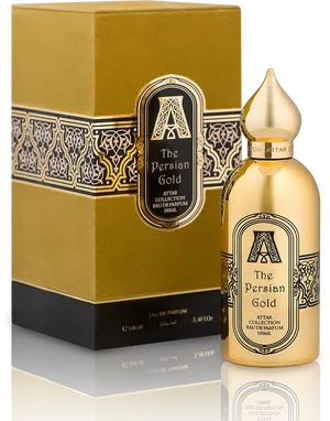 Persian Gold Perfume Bottleand Packaging PNG Image