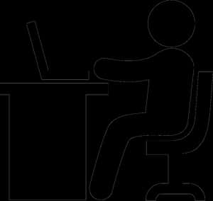Person At Computer Outline PNG with transparent background