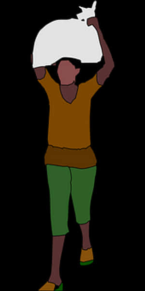 Person Carrying Basket On Head PNG image with transparent background