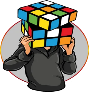 Person Holding Unsolved Rubik Cube PNG Image