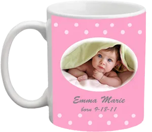 Personalized Baby Photo Mug Pink PNG Image