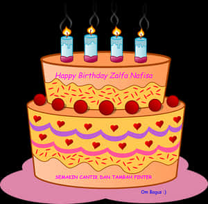 Personalized Birthday Cake Illustration PNG with transparent background