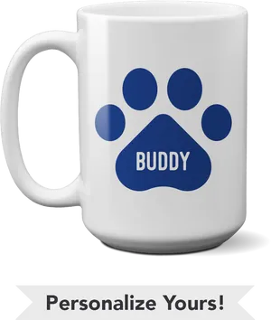 Personalized Blue Paw Print Mug Buddy PNG Image