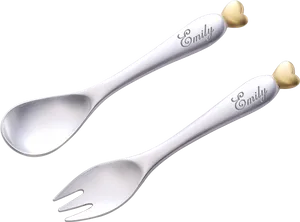 Personalized Emily Forkand Spoon Set PNG Image