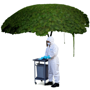 Personin Protective Suit Under Green Canopy PNG
