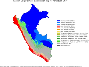 Peru Koppen Geiger Climate Classification Map PNG Image