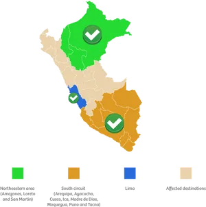 Peru Map Checkmarks Regions Status PNG Image