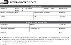 Pet Death Certificate Template Miami Dade County PNG Image