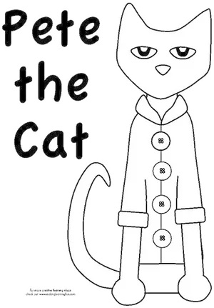 Pete The Cat Coloring Page PNG Image