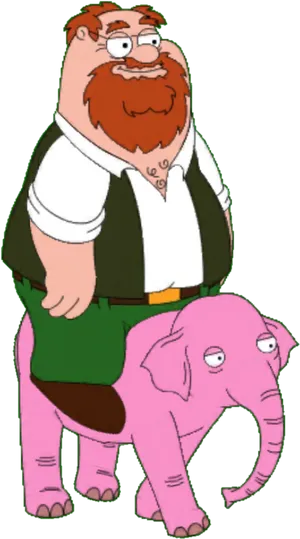 Peter Griffin Riding Pink Elephant PNG Image