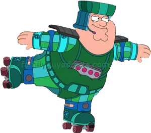 Peter Griffin Toy Suit Flying Pose PNG Image