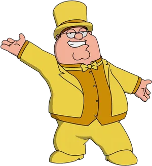 Peter Griffin Yellow Suit Top Hat PNG Image