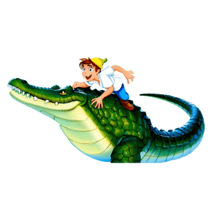 Peter Pan and Crocodile PNG gir PNG image with transparent background