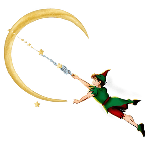 Peter Pan Flying Over Moon PNG 06112024 PNG image with transparent background