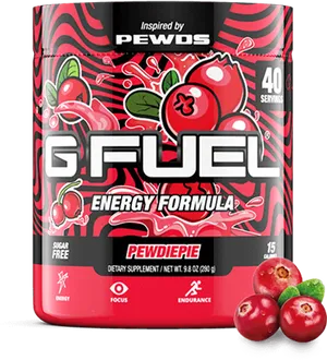 Pew Die Pie Inspired G Fuel Energy Formula Tub PNG Image