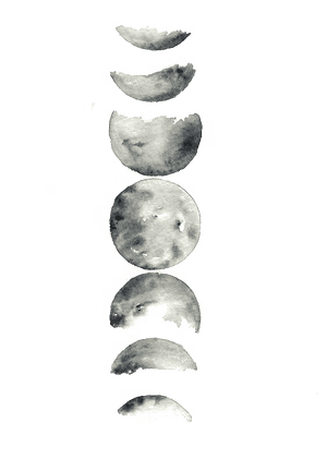 Moon Watercolor Lunar Phase Supermoon Painting Clipart - Phases Of The Moon Watercolor, HD Png Download PNG with transparent background