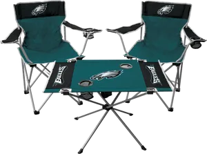 Philadelphia Eagles Folding Chairsand Table Set PNG Image