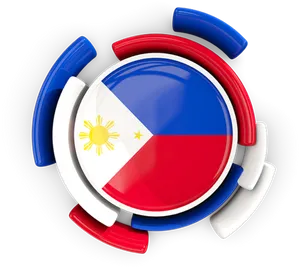 Philippine Flag Stylized Circle Design PNG Image