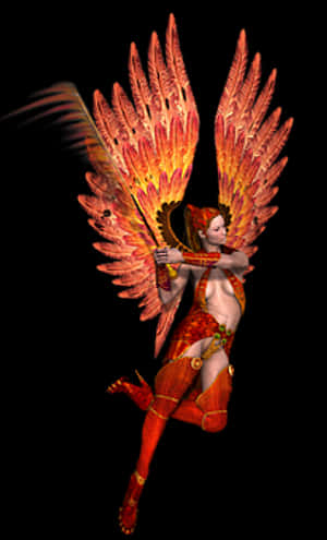 Phoenix Winged Fairy Archer PNG image with transparent background